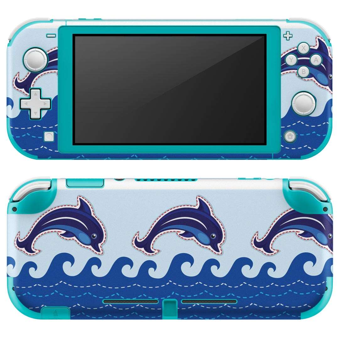 igsticker Nintendo Switch Lite 専用 デザインスキンシール 全面 ニンテンドー スイッチ ライト 専用 ゲーム機 カバー アクセサリー フィルム ステッカー エアフリー 005350 イルカ　くじら　海