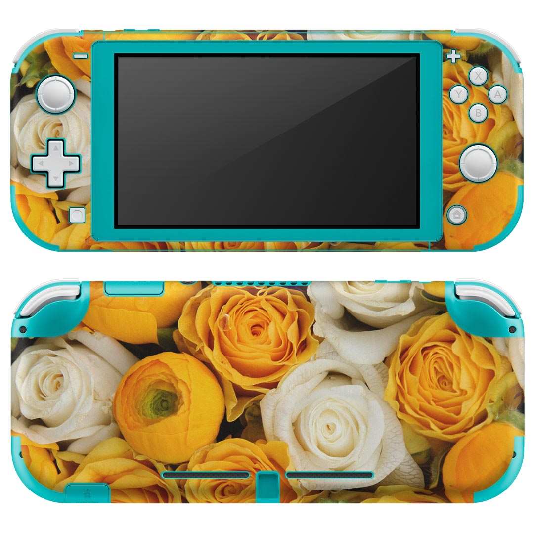 igsticker Nintendo Switch Lite 専用 デザインスキンシール 全面 ニンテンドー スイッチ ライト 専用 ゲーム機 カバー アクセサリー フィルム ステッカー エアフリー 005351 黄色 白 紫 花