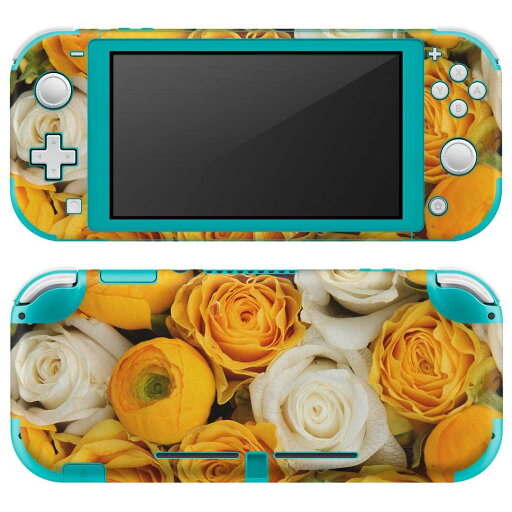 igsticker Nintendo Switch Lite 専用 デザインスキンシール 全面 ニンテンドー スイッチ ライト 専用 ゲーム機 カバー アクセサリー フィルム ステッカー エアフリー 005351 黄色 白 紫 花