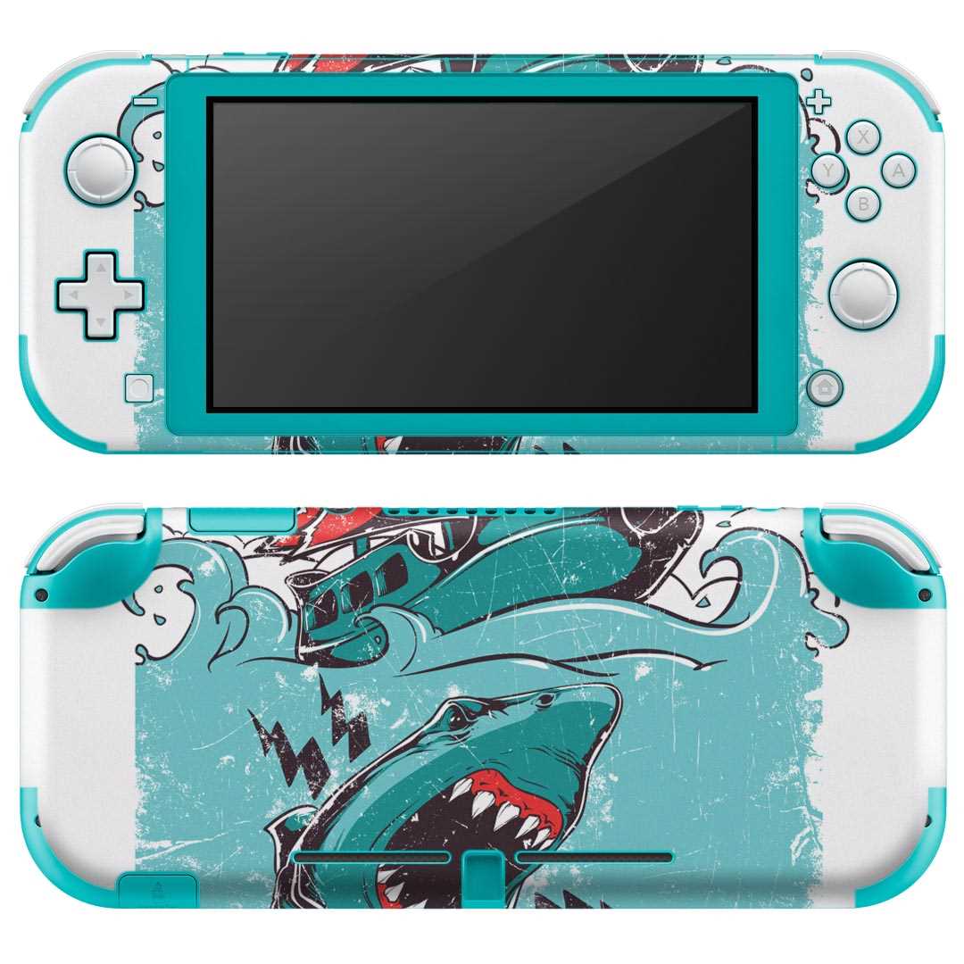 igsticker Nintendo Switch Lite 専用 デザインスキンシール 全面 ニンテンドー スイッチ ライト 専用 ゲーム機 カバー アクセサリー フィルム ステッカー エアフリー 005372 サメ JAWS イラスト