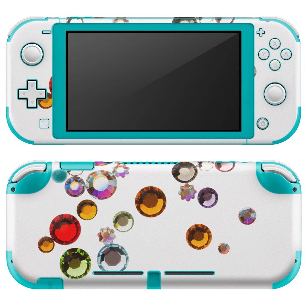 igsticker Nintendo Switch Lite 専用 デザインスキンシール 全面 ニンテンドー スイッチ ライト 専用 ゲーム機 カバー アクセサリー フィルム ステッカー エアフリー 005377 カラフル 宝石 白