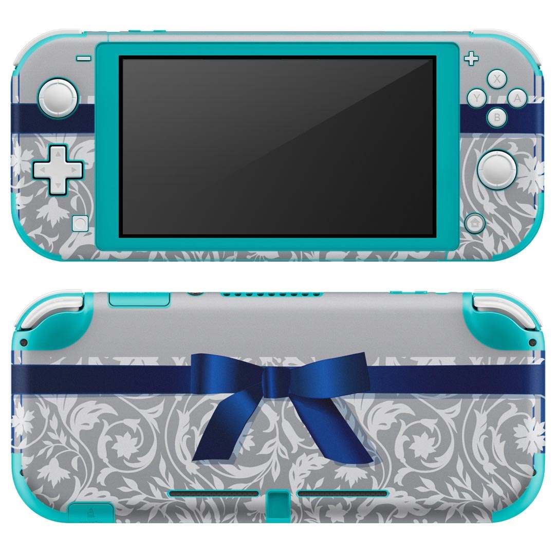 igsticker Nintendo Switch Lite 専用 デザインスキンシール 全面 ニンテンドー スイッチ ライト 専用 ゲーム機 カバー アクセサリー フィルム ステッカー エアフリー 005474 青 リボン 花