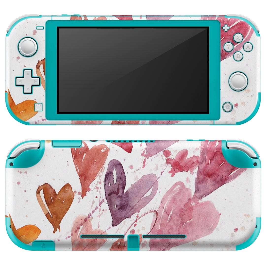 igsticker Nintendo Switch Lite 専用 デザインスキンシール 全面 ニンテンドー スイッチ ライト 専用 ゲーム機 カバー アクセサリー フィルム ステッカー エアフリー 005560 ハート　イラスト