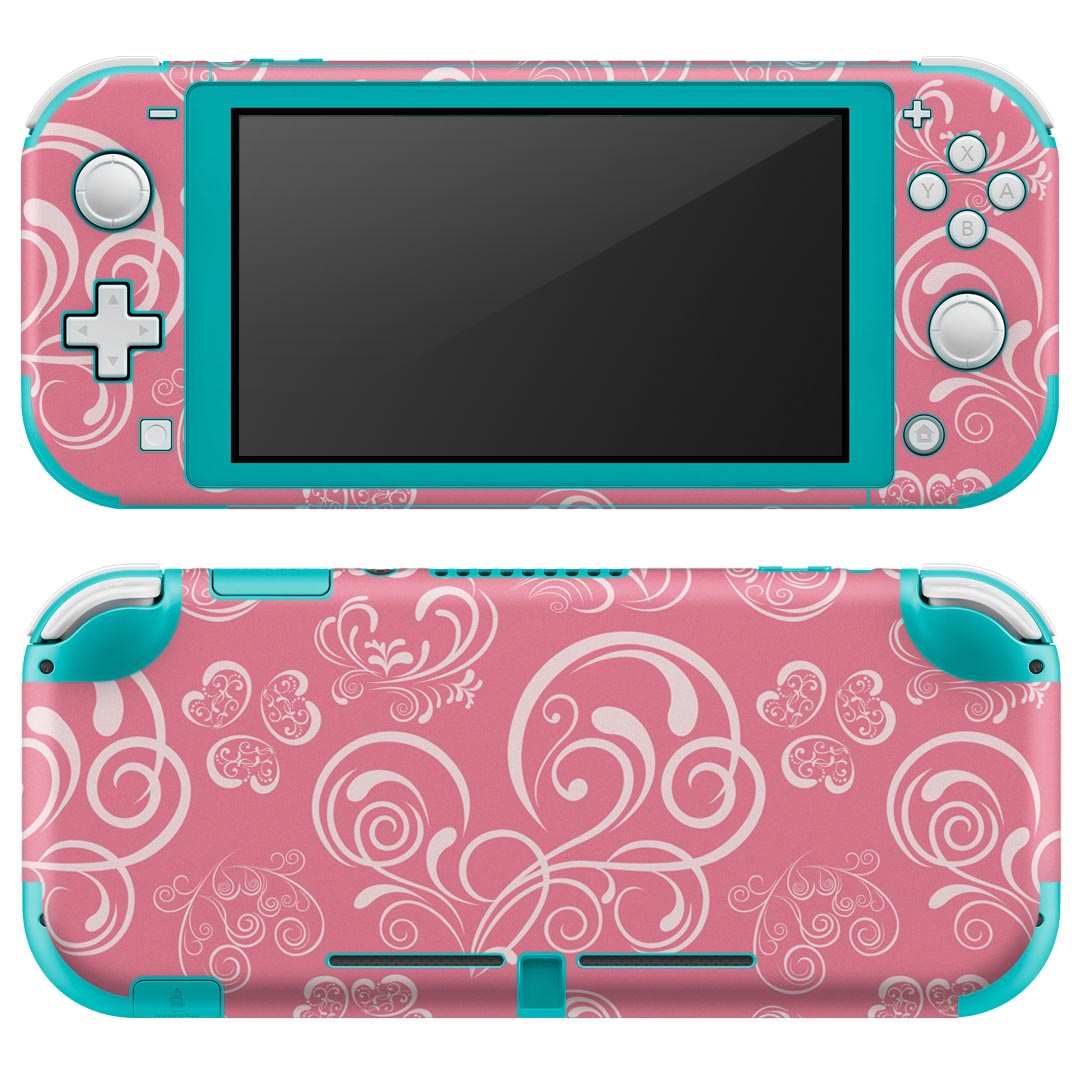 igsticker Nintendo Switch Lite 専用 デザインスキンシール 全面 ニンテンドー スイッチ ライト 専用 ゲーム機 カバー アクセサリー フィルム ステッカー エアフリー 005597 ピンク 花 レース