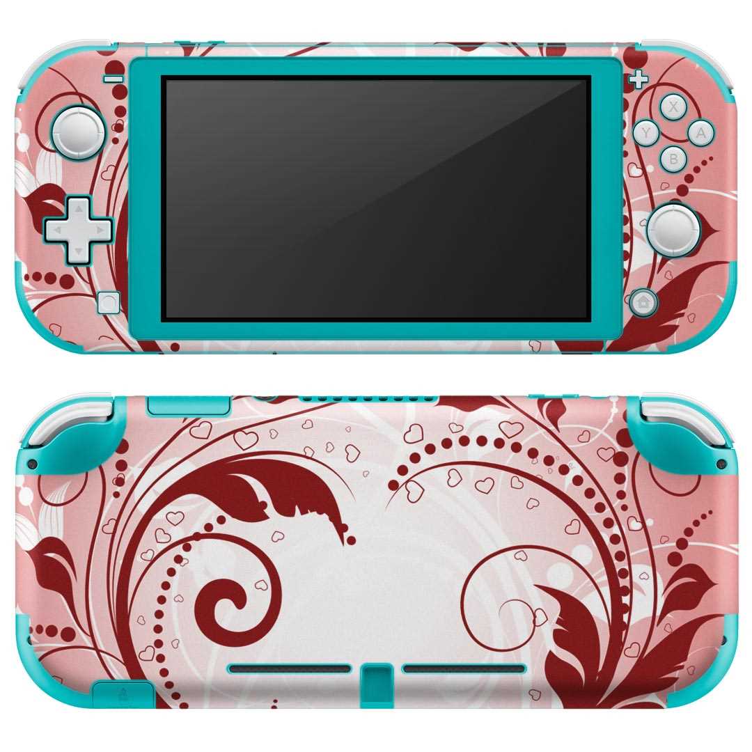 igsticker Nintendo Switch Lite 専用 デザインスキンシール 全面 ニンテンドー スイッチ ライト 専用 ゲーム機 カバー アクセサリー フィルム ステッカー エアフリー 005612 ハート　ピンク