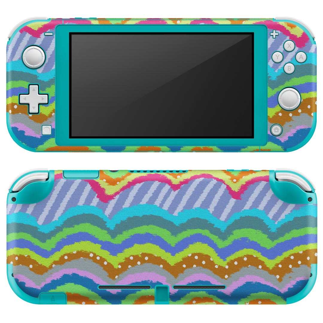igsticker Nintendo Switch Lite 専用 デザインスキンシール 全面 ニンテンドー スイッチ ライト 専用 ゲーム機 カバー アクセサリー フィルム ステッカー エアフリー 005656 レインボー　模様