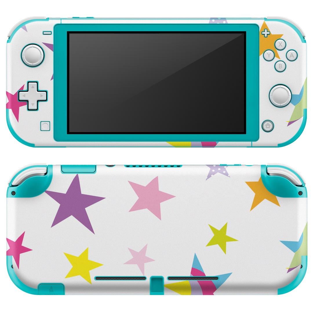 igsticker Nintendo Switch Lite 専用 デザインスキンシール 全面 ニンテンドー スイッチ ライト 専用 ゲーム機 カバー アクセサリー フィルム ステッカー エアフリー 005668 星 カラフル 模様