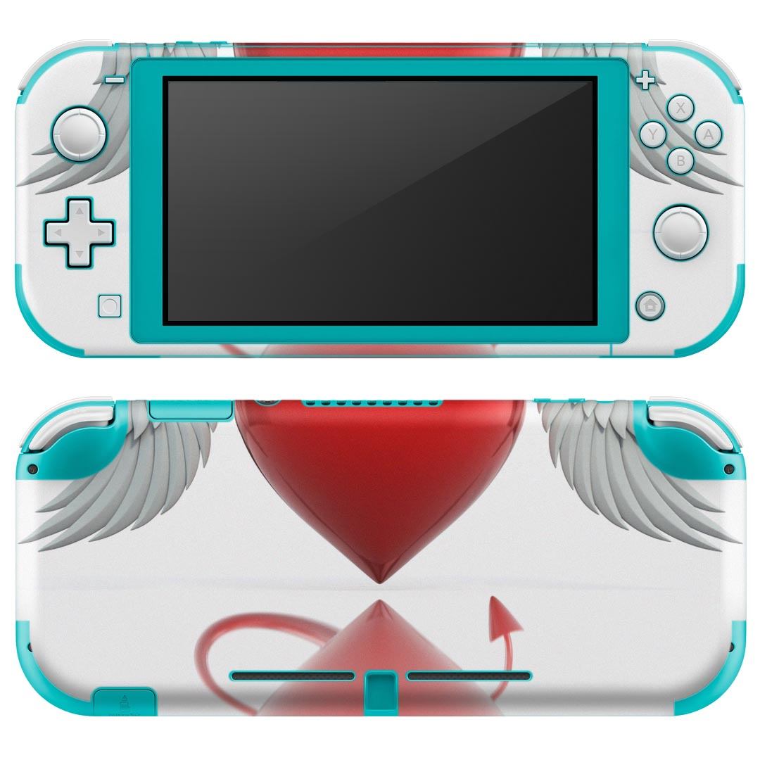igsticker Nintendo Switch Lite 専用 デザインスキンシール 全面 ニンテンドー スイッチ ライト 専用 ゲーム機 カバー アクセサリー フィルム ステッカー エアフリー 005670 ハート 天使 悪魔