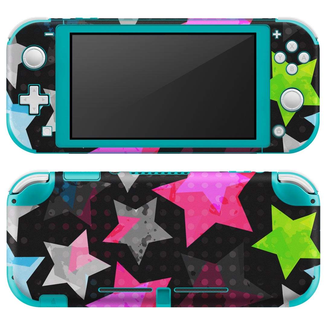 igsticker Nintendo Switch Lite 専用 デザインスキンシール 全面 ニンテンドー スイッチ ライト 専用 ゲーム機 カバー アクセサリー フィルム ステッカー エアフリー 005678 星 模様 カラフル