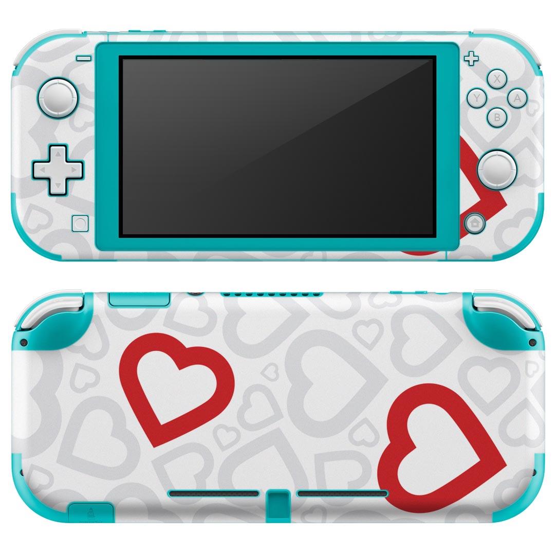 igsticker Nintendo Switch Lite 専用 デザインスキンシール 全面 ニンテンドー スイッチ ライト 専用 ゲーム機 カバー アクセサリー フィルム ステッカー エアフリー 005685 ハート　模様