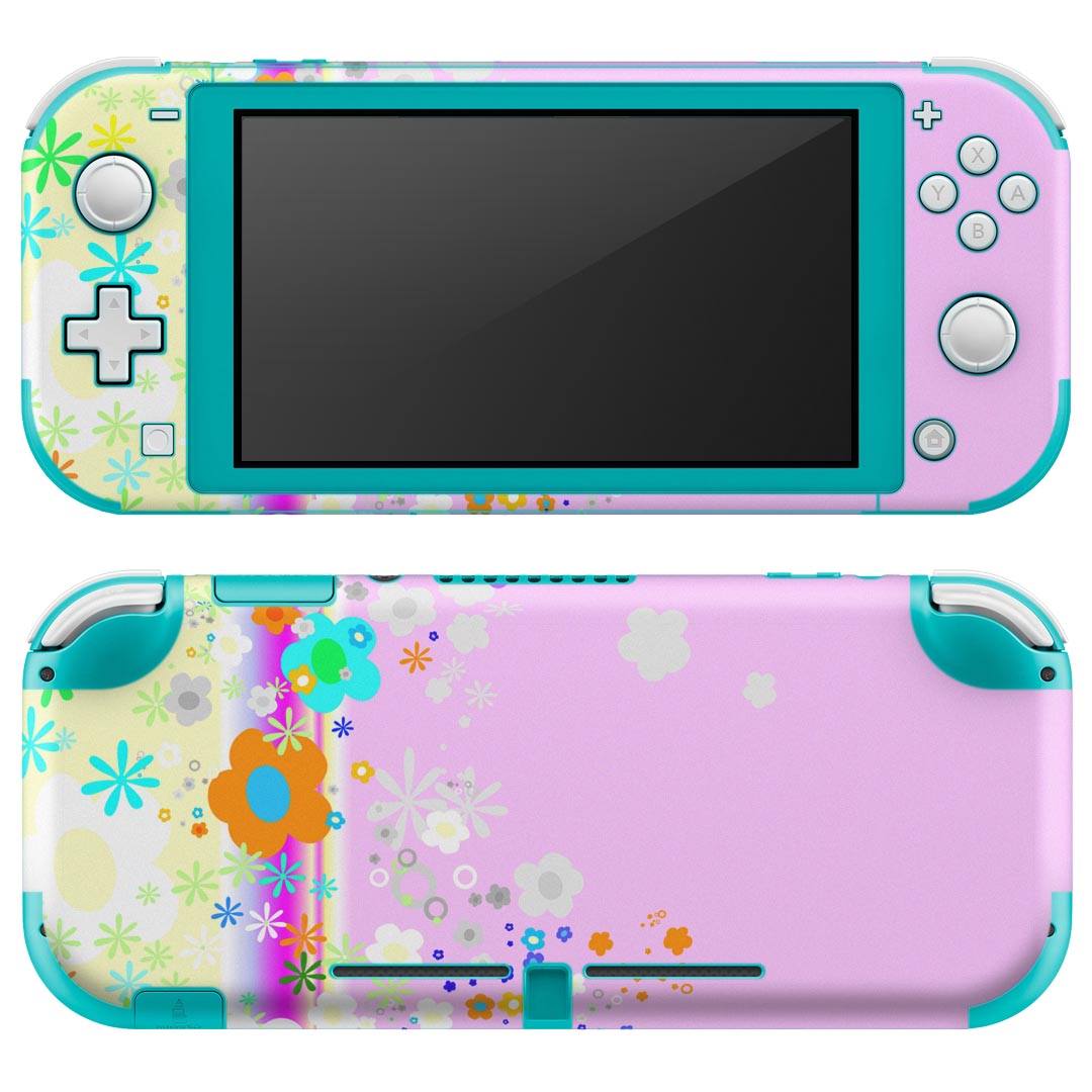 igsticker Nintendo Switch Lite 専用 デザインスキンシール 全面 ニンテンドー スイッチ ライト 専用 ゲーム機 カバー アクセサリー フィルム ステッカー エアフリー 005689 花　　カラフル