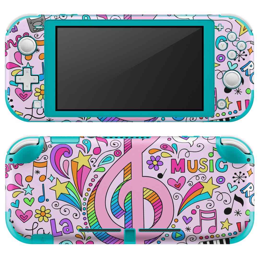 igsticker Nintendo Switch Lite 専用 デザインスキンシール 全面 ニンテンドー スイッチ ライト 専用 ゲーム機 カバー アクセサリー フィルム ステッカー エアフリー 005696 音符 音楽 カラフル