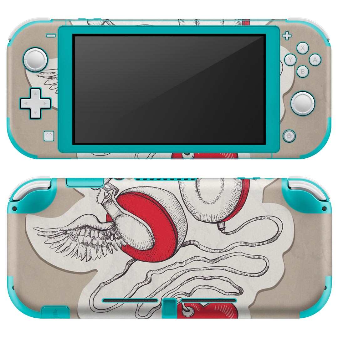 igsticker Nintendo Switch Lite 専用 デザインスキンシール 全面 ニンテンドー スイッチ ライト 専用 ゲーム機 カバー アクセサリー フィルム ステッカー エアフリー 005697 イラスト　ハート　ヘッドフォン