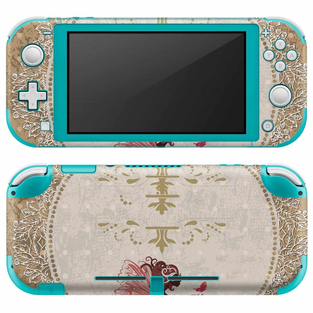 igsticker Nintendo Switch Lite 専用 デザインスキンシール 全面 ニンテンドー スイッチ ライト 専用 ゲーム機 カバー アクセサリー フィルム ステッカー エアフリー 005742 人物　蝶　文様