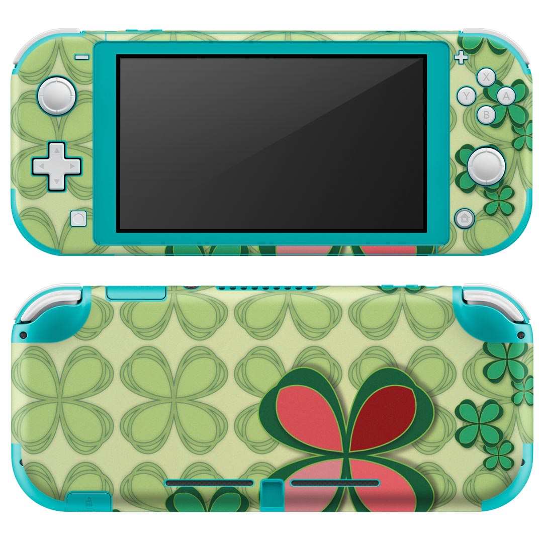 igsticker Nintendo Switch Lite 専用 デザインスキンシール 全面 ニンテンドー スイッチ ライト 専用 ゲーム機 カバー アクセサリー フィルム ステッカー エアフリー 005743 クローバー 四つ葉 模様