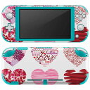 igsticker Nintendo Switch Lite 専用 デザインスキンシール 全面 ニンテンドー スイッチ ライト 専用 ゲーム機 カバー アクセサリー フィルム ステッカー エアフリー 005748 ハート 模様 ピンク