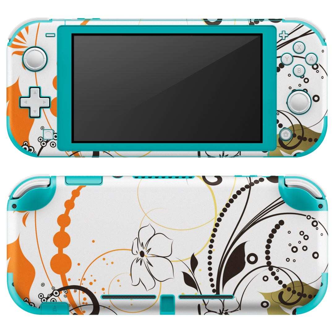 igsticker Nintendo Switch Lite 専用 デザインスキンシール 全面 ニンテンドー スイッチ ライト 専用 ゲーム機 カバー アクセサリー フィルム ステッカー エアフリー 005753 花　　オレンジ