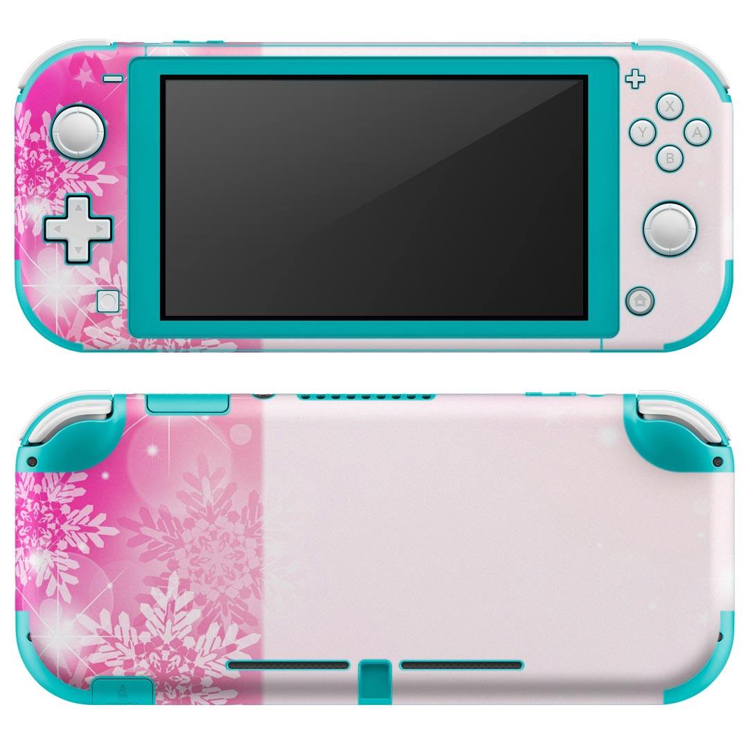 igsticker Nintendo Switch Lite 専用 デザインスキンシール 全面 ニンテンドー スイッチ ライト 専用 ゲーム機 カバー アクセサリー フィルム ステッカー エアフリー 005790 雪 結晶 ピンク