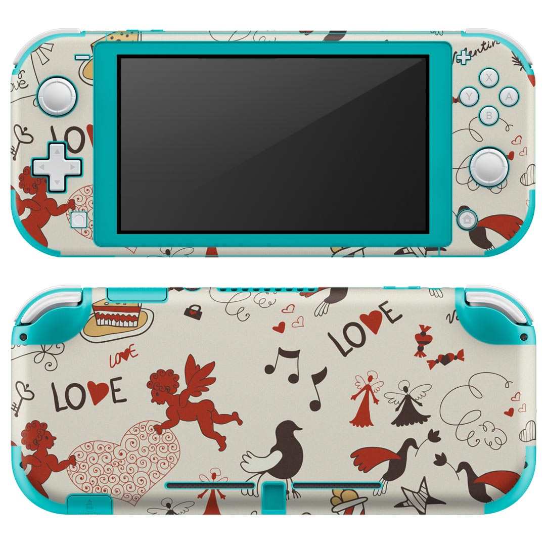 igsticker Nintendo Switch Lite 専用 デザインスキンシール 全面 ニンテンドー スイッチ ライト 専用 ゲーム機 カバー アクセサリー フィルム ステッカー エアフリー 005810 イラスト　ハート　天使