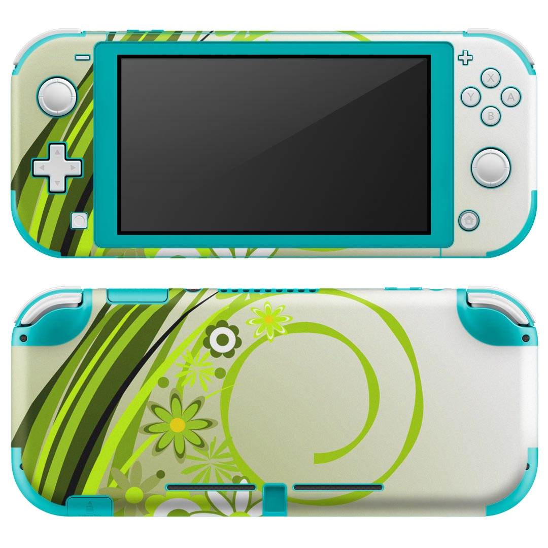 igsticker Nintendo Switch Lite 専用 デザインスキンシール 全面 ニンテンドー スイッチ ライト 専用 ゲーム機 カバー アクセサリー フィルム ステッカー エアフリー 005828 花 グリーン 緑