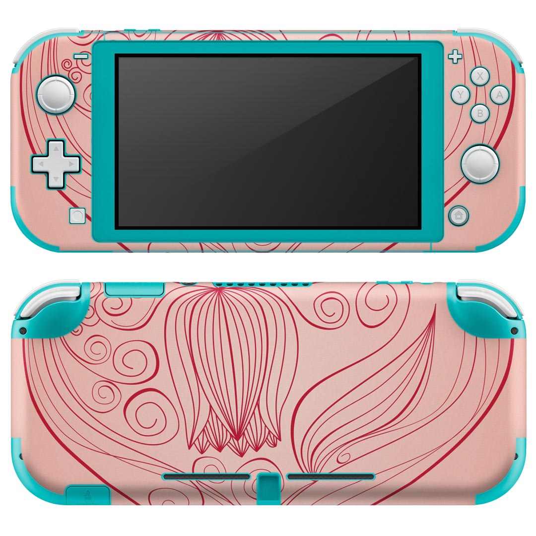 igsticker Nintendo Switch Lite 専用 デザインスキンシール 全面 ニンテンドー スイッチ ライト 専用 ゲーム機 カバー アクセサリー フィルム ステッカー エアフリー 005842 花　　ハート
