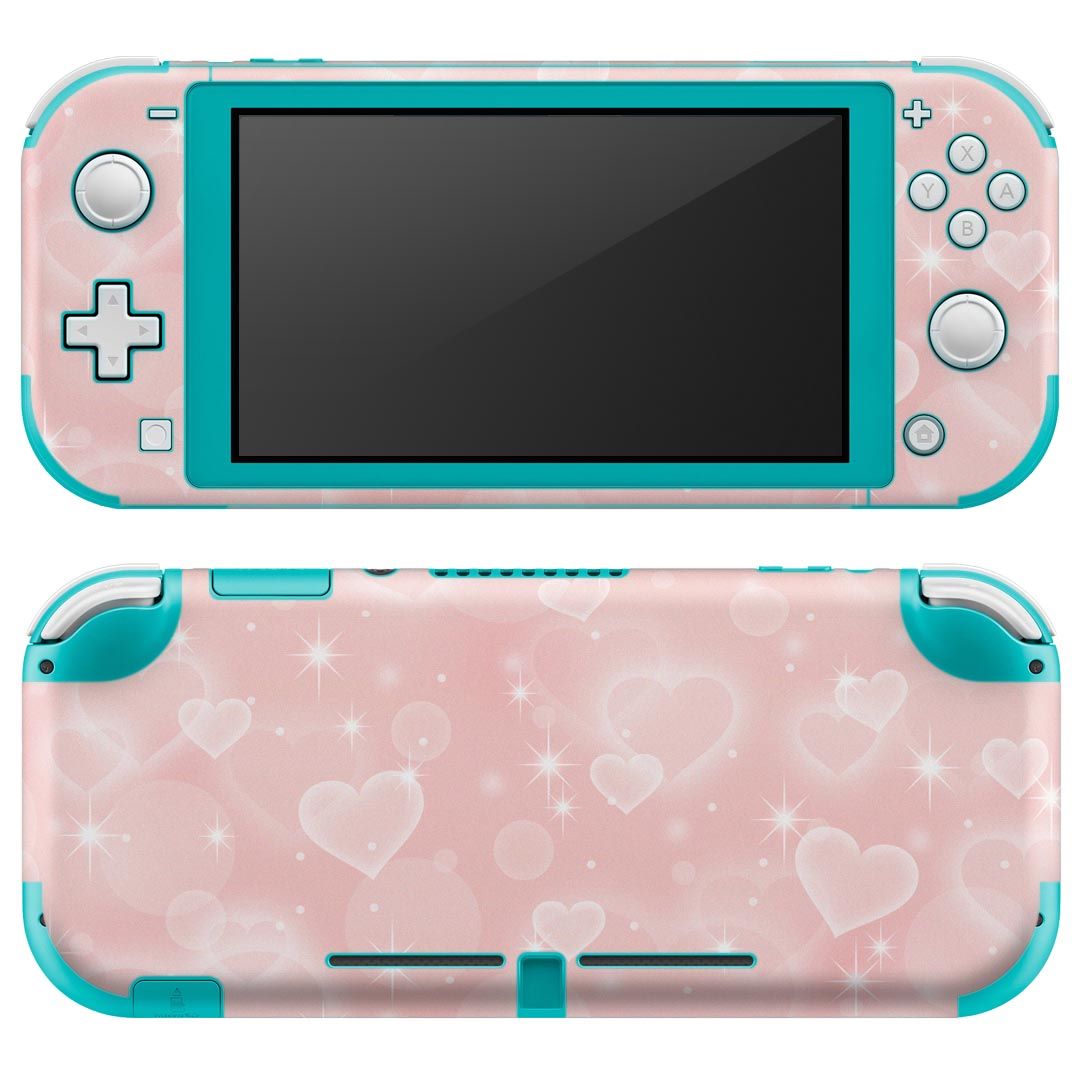 igsticker Nintendo Switch Lite 専用 デザインスキンシール 全面 ニンテンドー スイッチ ライト 専用 ゲーム機 カバー アクセサリー フィルム ステッカー エアフリー 005894 ハート ピンク 模様