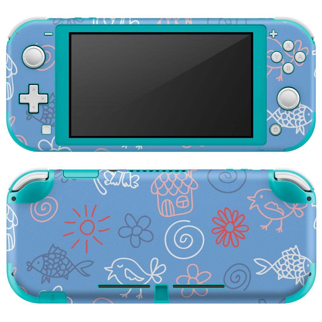 igsticker Nintendo Switch Lite 専用 デザインスキンシール 全面 ニンテンドー スイッチ ライト 専用 ゲーム機 カバー アクセサリー フィルム ステッカー エアフリー 005946 イラスト 花 家 動物