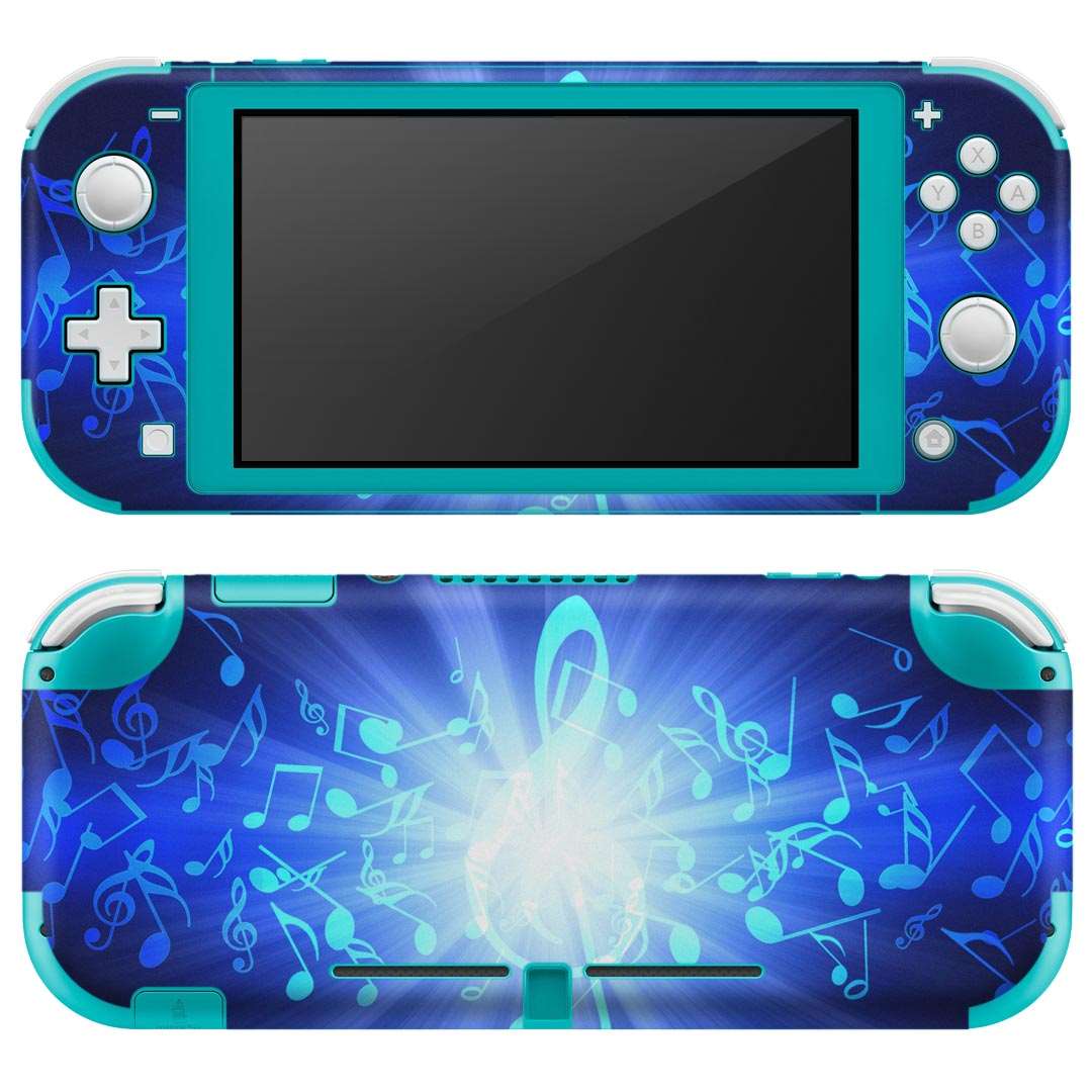 igsticker Nintendo Switch Lite 専用 デザインスキンシール 全面 ニンテンドー スイッチ ライト 専用 ゲーム機 カバー アクセサリー フィルム ステッカー エアフリー 005985 音符　青　ブルー
