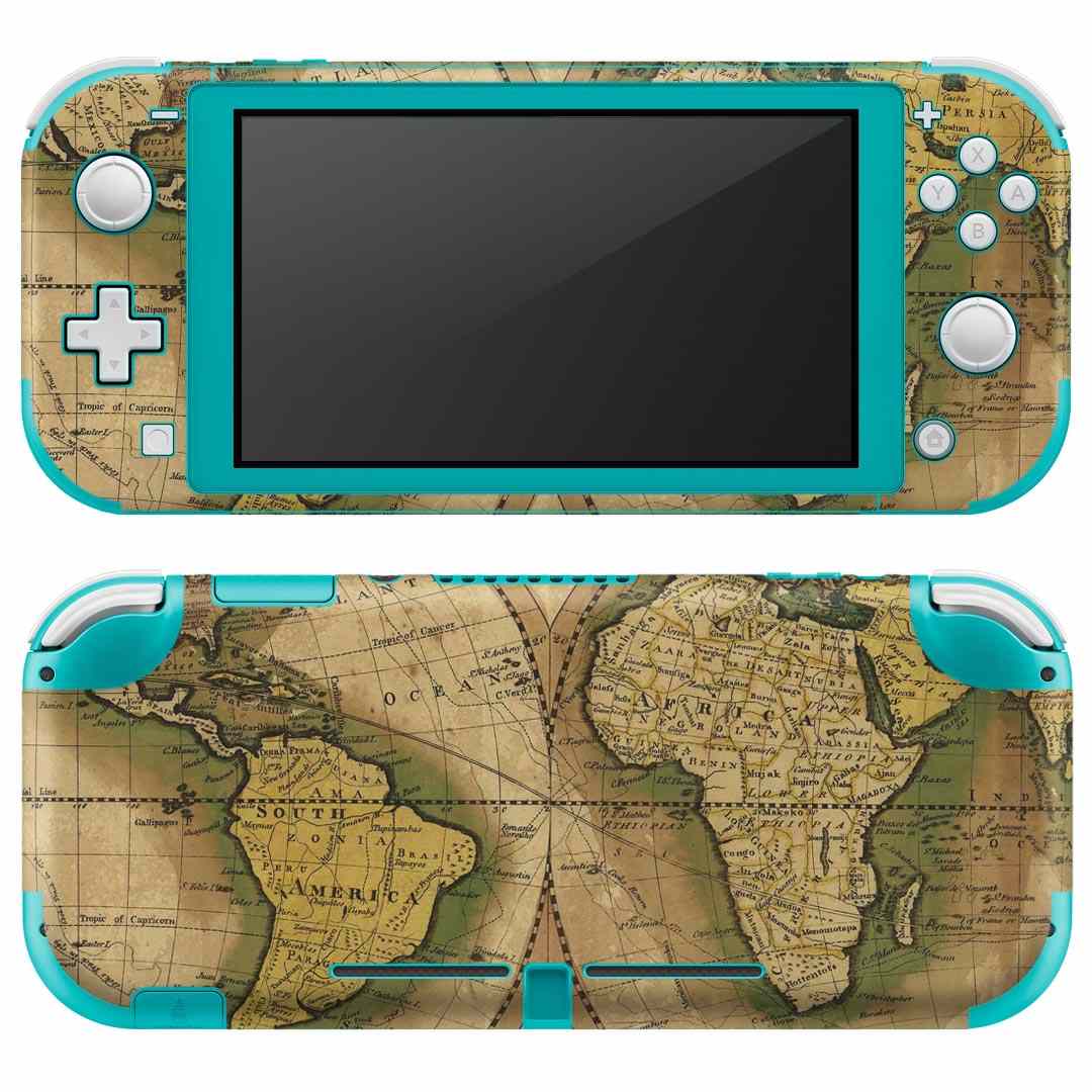 igsticker Nintendo Switch Lite 専用 デザインスキンシール 全面 ニンテンドー スイッチ ライト 専用 ゲーム機 カバー アクセサリー フィルム ステッカー エアフリー 006044 世界　地図