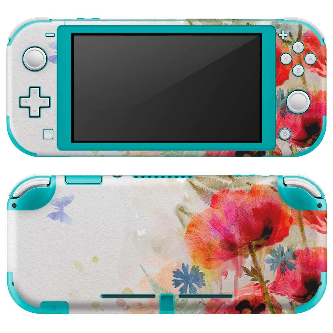 igsticker Nintendo Switch Lite 専用 デザインスキンシール 全面 ニンテンドー スイッチ ライト 専用 ゲーム機 カバー アクセサリー フィルム ステッカー エアフリー 006092 花  水彩