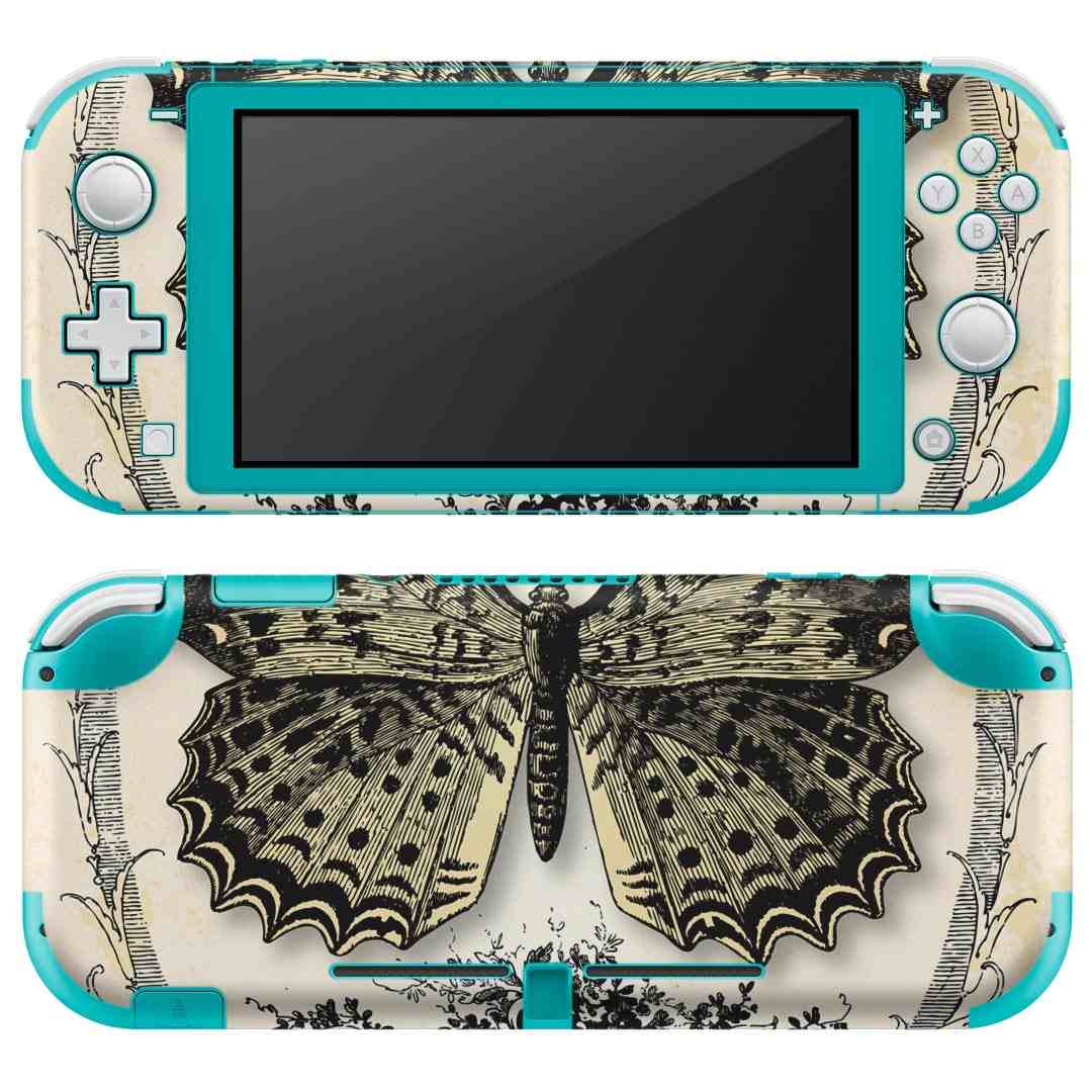 igsticker Nintendo Switch Lite 専用 デザインスキンシール 全面 ニンテンドー スイッチ ライト 専用 ゲーム機 カバー アクセサリー フィルム ステッカー エアフリー 006139 英語　蝶　イラスト
