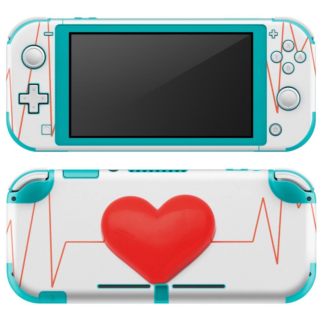 igsticker Nintendo Switch Lite 専用 デザインスキンシール 全面 ニンテンドー スイッチ ライト 専用 ゲーム機 カバー アクセサリー フィルム ステッカー エアフリー 006161 ハート　赤　レッド