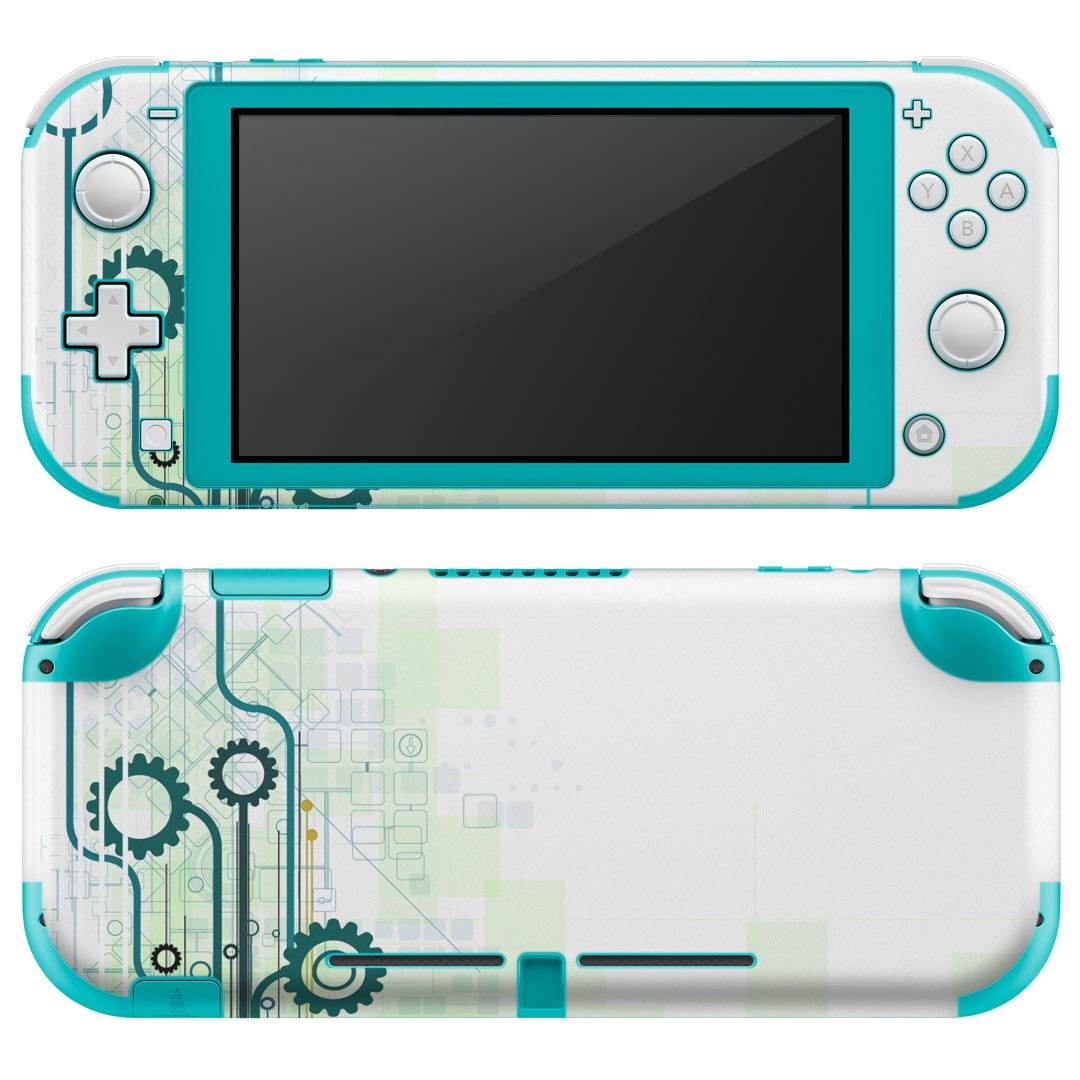 igsticker Nintendo Switch Lite 専用 デザインスキンシール 全面 ニンテンドー スイッチ ライト 専用 ゲーム機 カバー アクセサリー フィルム ステッカー エアフリー 006183 歯車　青　ブルー