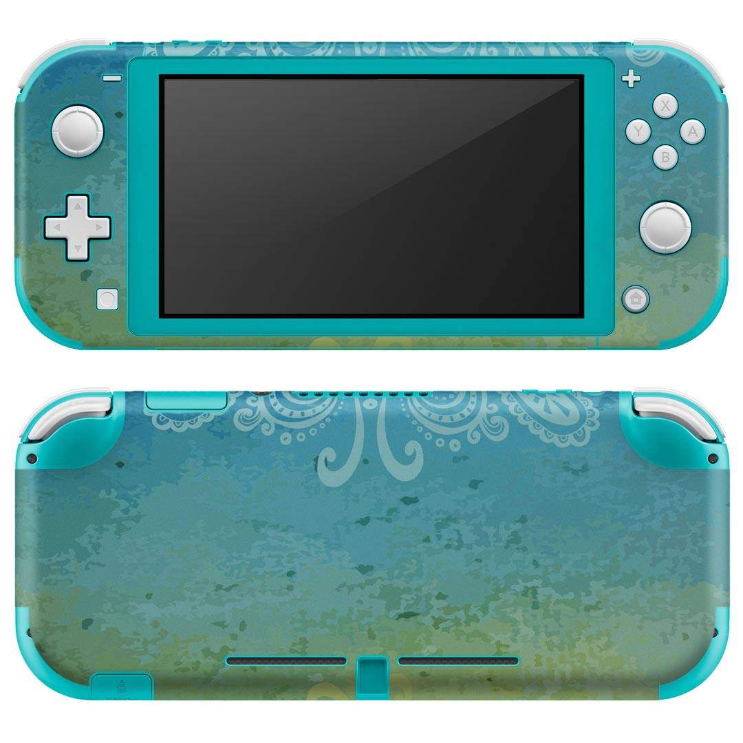 igsticker Nintendo Switch Lite 専用 デザインスキンシール 全面 ニンテンドー スイッチ ライト 専用 ゲーム機 カバー アクセサリー フィルム ステッカー エアフリー 006190 レース 青 ブルー