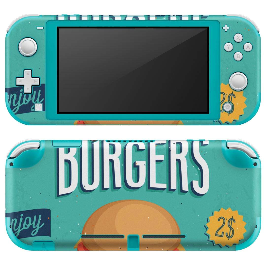 igsticker Nintendo Switch Lite 専用 デザインスキンシール 全面 ニンテンドー スイッチ ライト 専用 ゲーム機 カバー アクセサリー フィルム ステッカー エアフリー 006208 バーガー　英語　文字