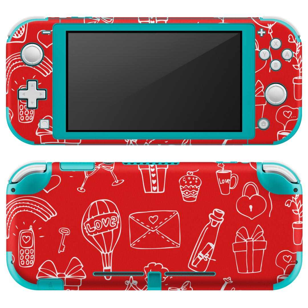 igsticker Nintendo Switch Lite 専用 デザインスキンシール 全面 ニンテンドー スイッチ ライト 専用 ゲーム機 カバー アクセサリー フィルム ステッカー エアフリー 006278 ハート イラスト