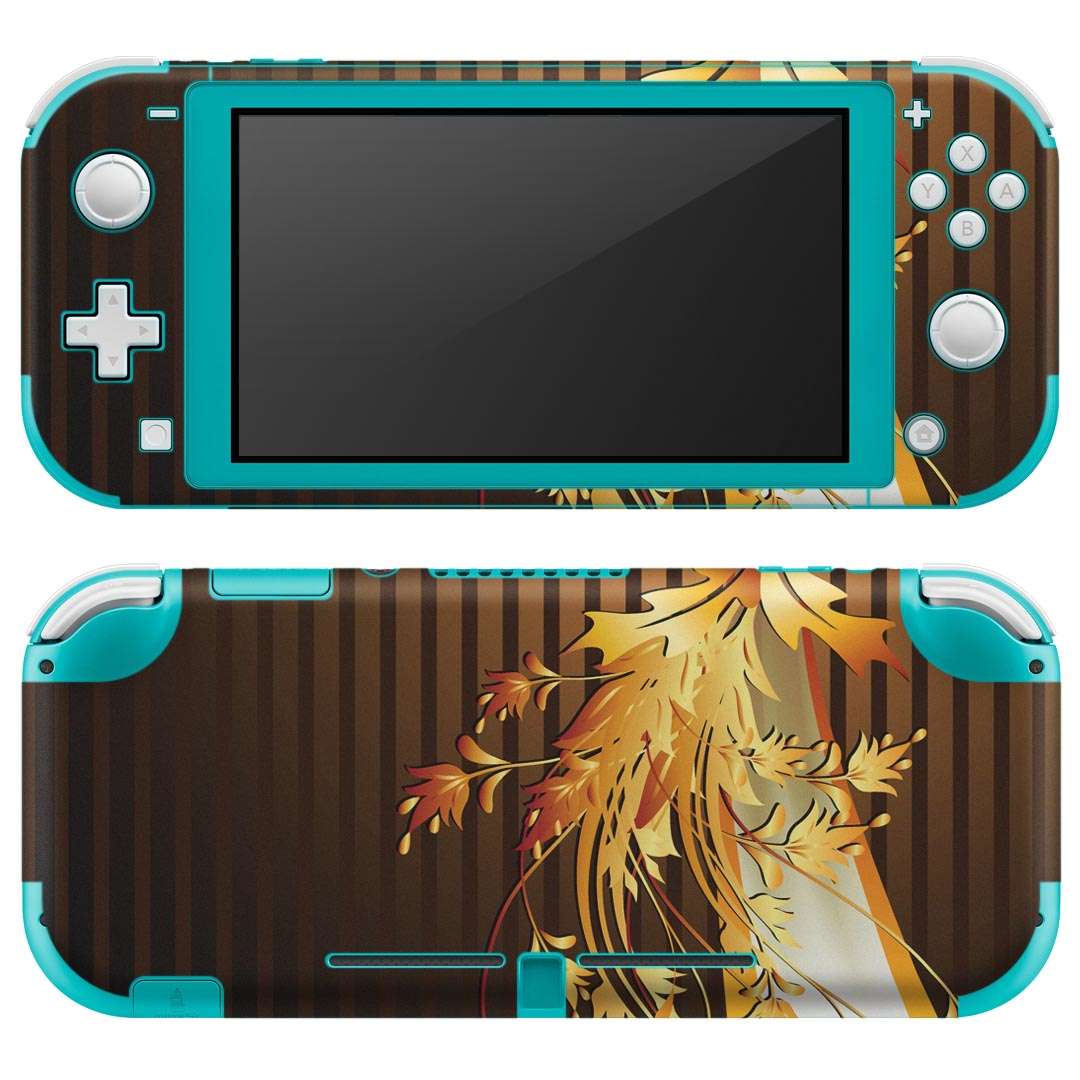 igsticker Nintendo Switch Lite 専用 デザインスキンシール 全面 ニンテンドー スイッチ ライト 専用 ゲーム機 カバー アクセサリー フィルム ステッカー エアフリー 006290 ストライプ　茶色　ブラウン