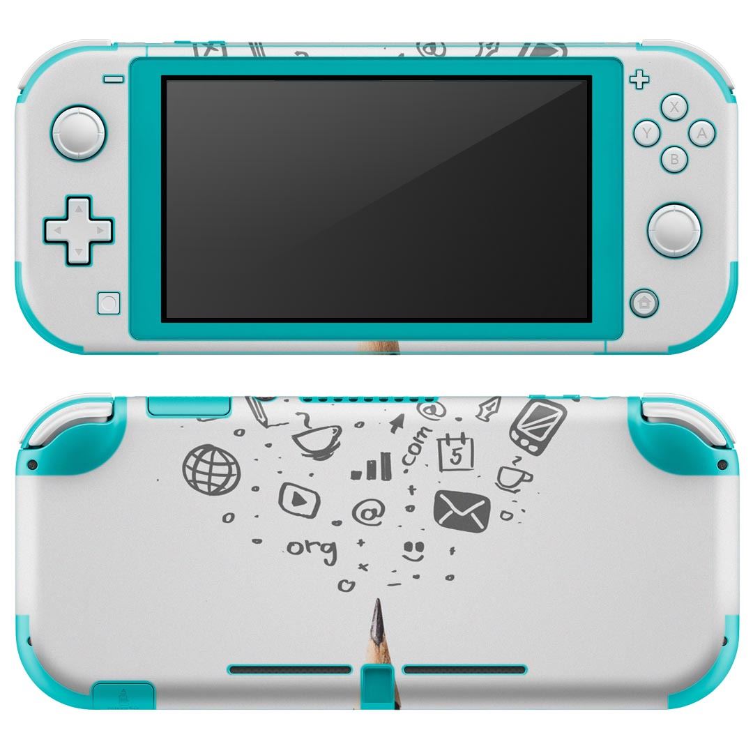 igsticker Nintendo Switch Lite 専用 デザインスキンシール 全面 ニンテンドー スイッチ ライト 専用 ゲーム機 カバー アクセサリー フィルム ステッカー エアフリー 006316 アイコン　鉛筆
