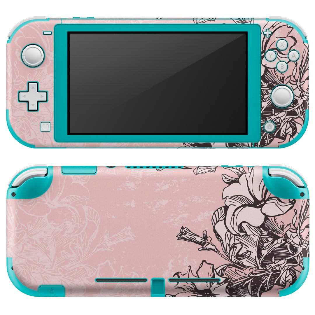 igsticker Nintendo Switch Lite 専用 デザインスキンシール 全面 ニンテンドー スイッチ ライト 専用 ゲーム機 カバー アクセサリー フィルム ステッカー エアフリー 006321 花 ピンク