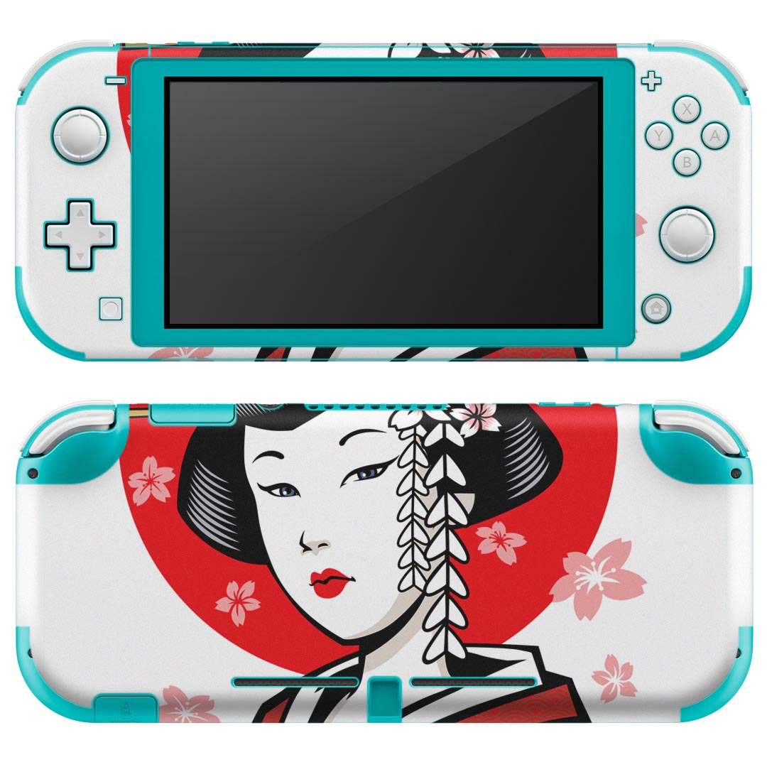 igsticker Nintendo Switch Lite 専用 デザインスキンシール 全面 ニンテンドー スイッチ ライト 専用 ゲーム機 カバー アクセサリー フィルム ステッカー エアフリー 006375 イラスト　芸者　和風