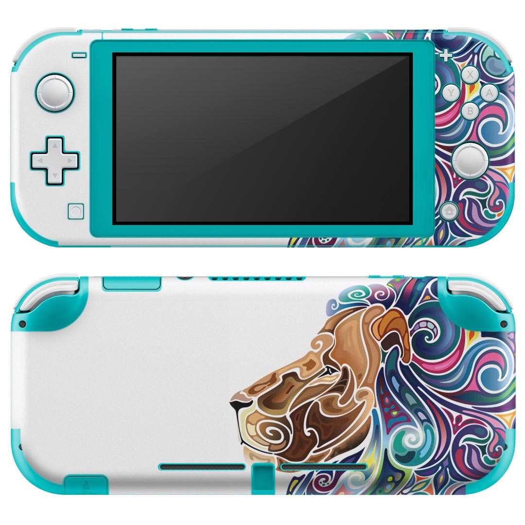 igsticker Nintendo Switch Lite 専用 デザインスキンシール 全面 ニンテンドー スイッチ ライト 専用 ゲーム機 カバー アクセサリー フィルム ステッカー エアフリー 006409 動物　ライオン　カラフル