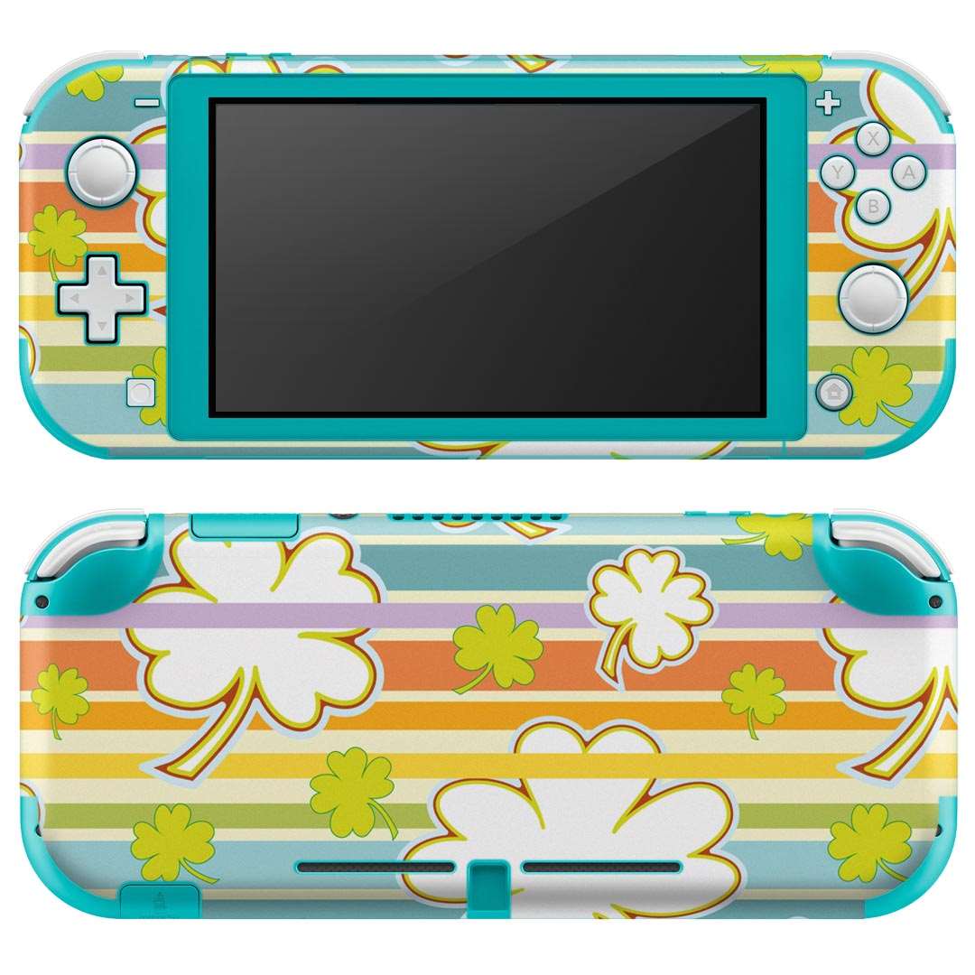igsticker Nintendo Switch Lite 専用 デザインスキンシール 全面 ニンテンドー スイッチ ライト 専用 ゲーム機 カバー アクセサリー フィルム ステッカー エアフリー 006431 クローバー カラフル