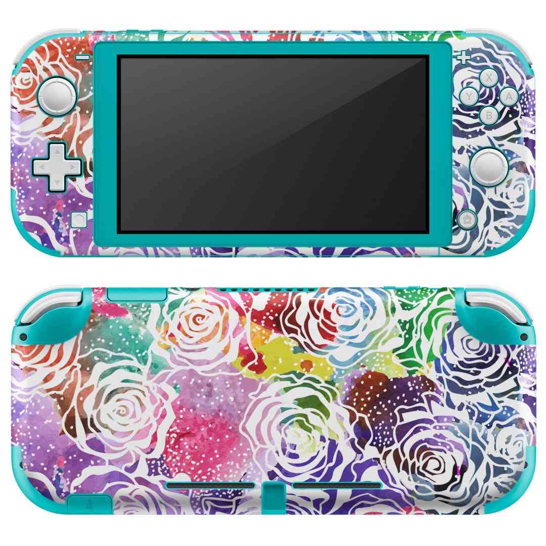 igsticker Nintendo Switch Lite 専用 デザインスキンシール 全面 ニンテンドー スイッチ ライト 専用 ゲーム機 カバー アクセサリー フィルム ステッカー エアフリー 006486 花　　カラフル