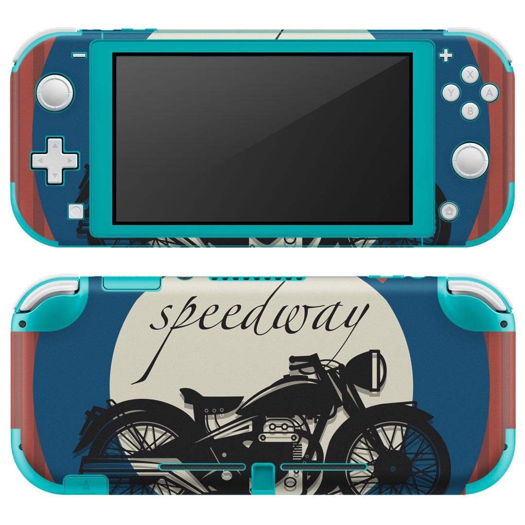 igsticker Nintendo Switch Lite 専用 デザインスキンシール 全面 ニンテンドー スイッチ ライト 専用 ゲーム機 カバー アクセサリー フィルム ステッカー エアフリー 006588 イラスト バイク 英語