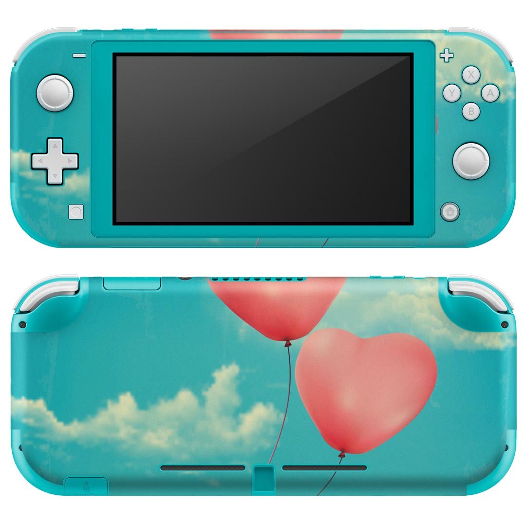 igsticker Nintendo Switch Lite 専用 デザインスキンシール 全面 ニンテンドー スイッチ ライト 専用 ゲーム機 カバー アクセサリー フィルム ステッカー エアフリー 006592 写真　ハート　風船　空