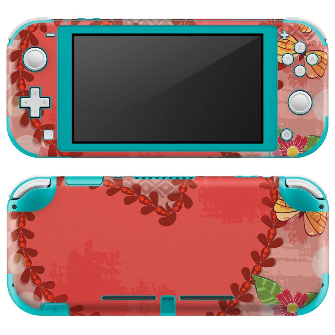 igsticker Nintendo Switch Lite 専用 デザインスキンシール 全面 ニンテンドー スイッチ ライト 専用 ゲーム機 カバー アクセサリー フィルム ステッカー エアフリー 006706 ハート 蝶