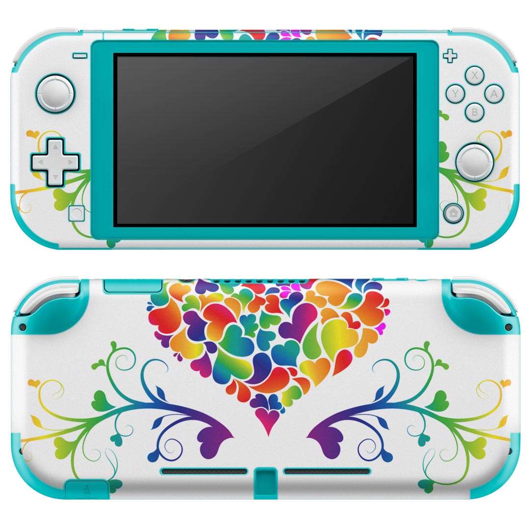 igsticker Nintendo Switch Lite 専用 デザインスキンシール 全面 ニンテンドー スイッチ ライト 専用 ゲーム機 カバー アクセサリー フィルム ステッカー エアフリー 006774 ハート カラフル