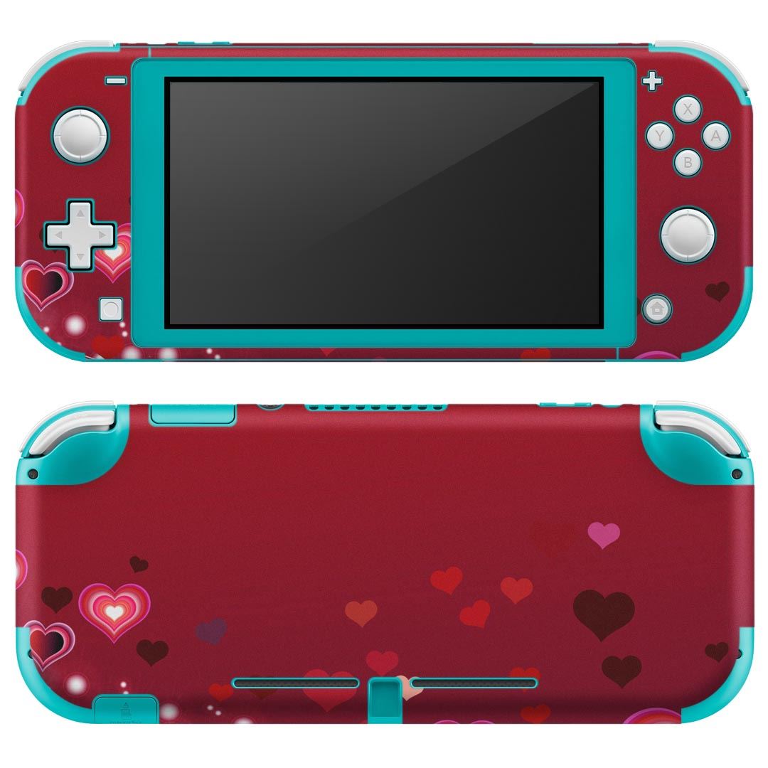 igsticker Nintendo Switch Lite 専用 デザインスキンシール 全面 ニンテンドー スイッチ ライト 専用 ゲーム機 カバー アクセサリー フィルム ステッカー エアフリー 006777 ハート 赤 レッド