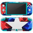 igsticker Nintendo Switch Lite 専用 デザインスキンシール 全面 ニンテンドー スイッチ ライト 専用 ゲーム機 カバー アクセサリー フィルム ステッカー エアフリー 006808 星 スター 赤 青(2)