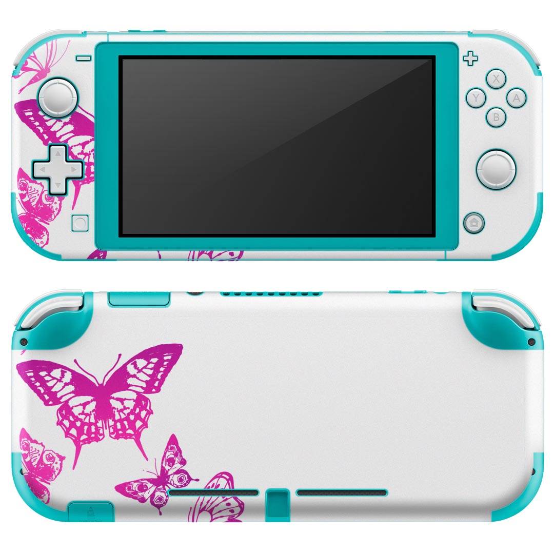 igsticker Nintendo Switch Lite 専用 デザインスキンシール 全面 ニンテンドー スイッチ ライト 専用 ゲーム機 カバー アクセサリー フィルム ステッカー エアフリー 006842 ピンク　蝶